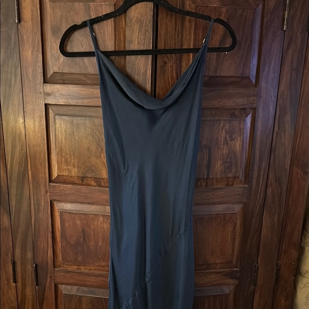 Amanda Uprichard Elegant Navy Blue Slip Maxi Dress